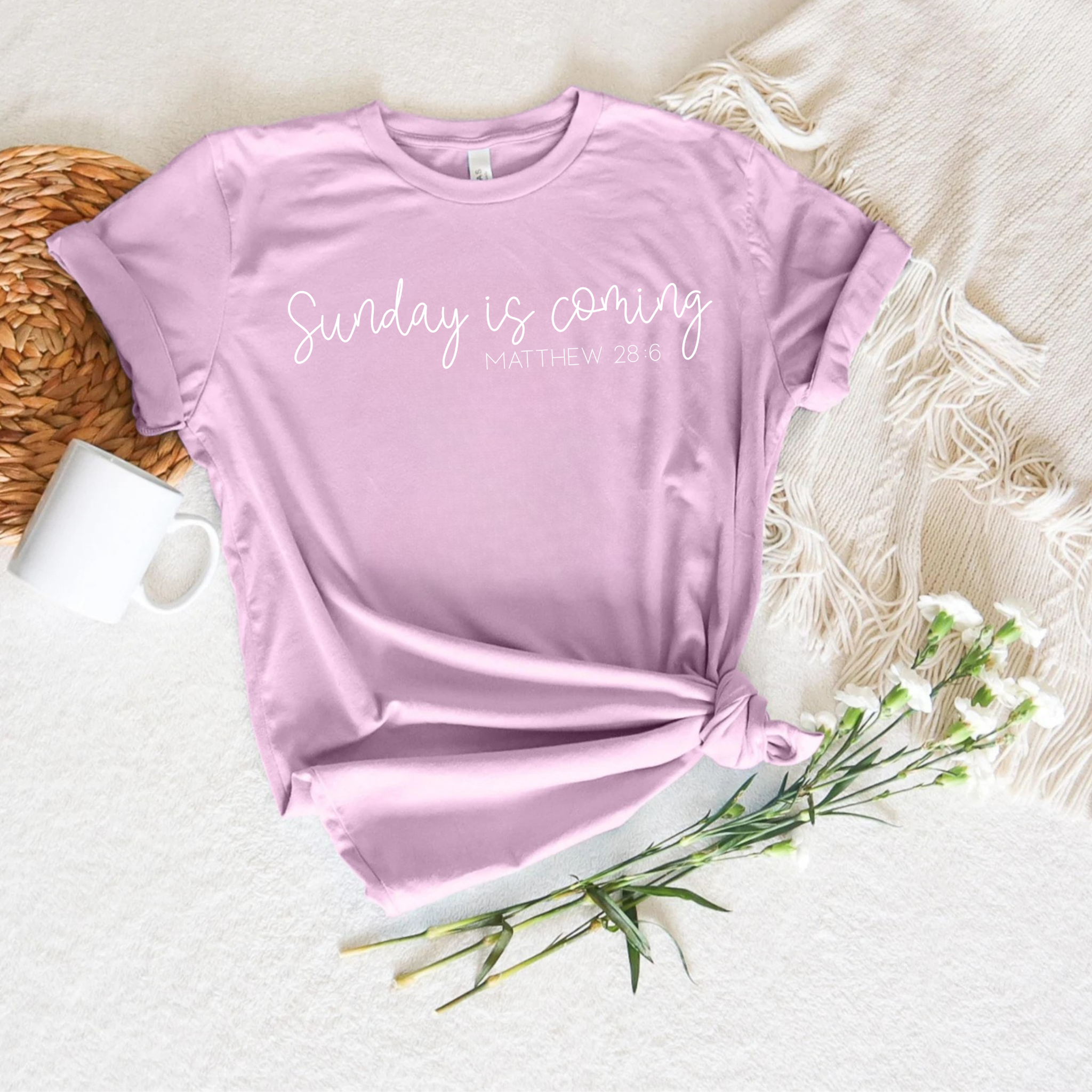 Sunday Is Coming | Matthew 28:6 Bella Canvas Tee