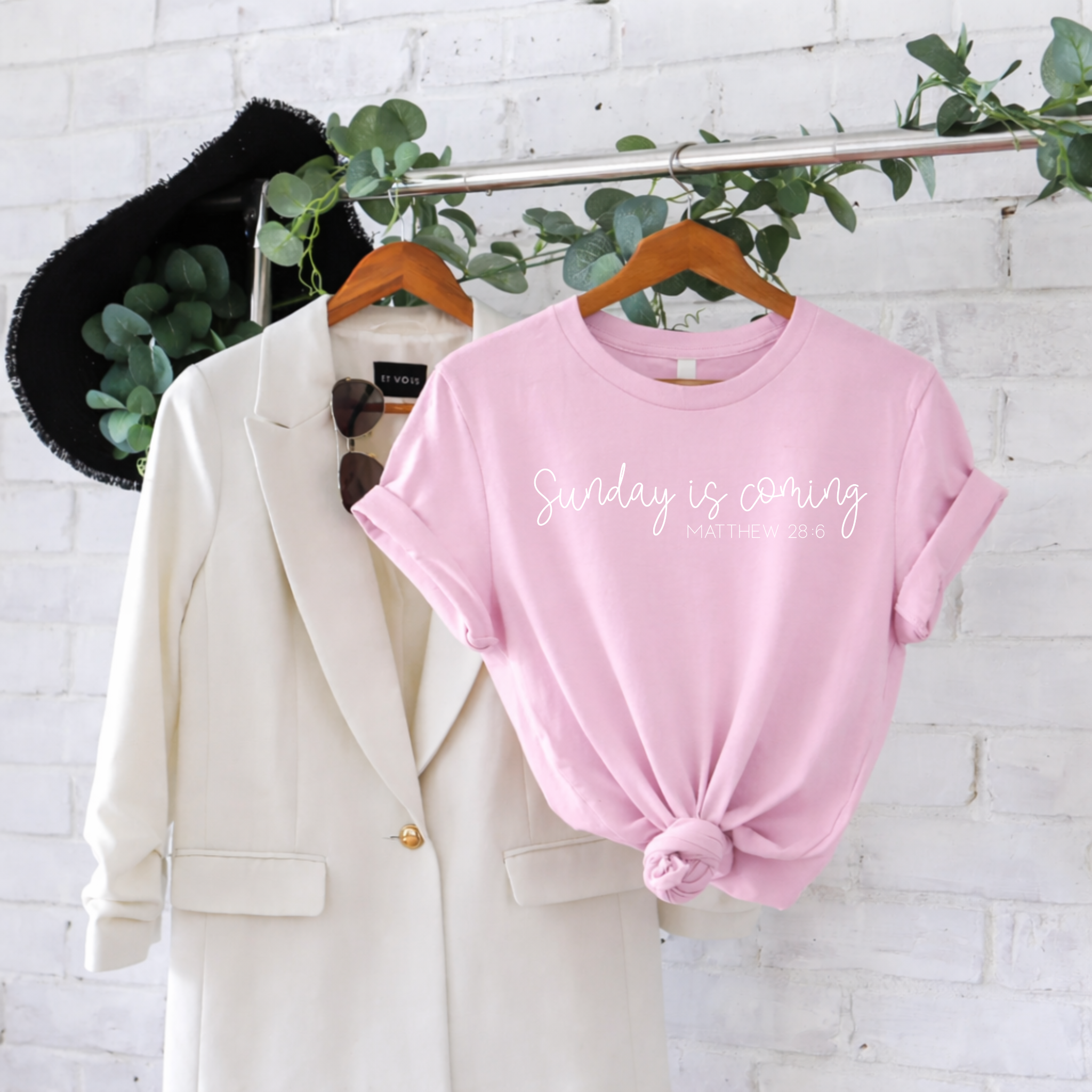 Sunday Is Coming | Matthew 28:6 Bella Canvas Tee