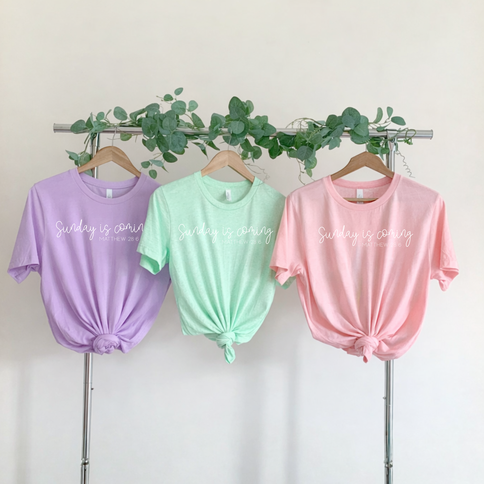 Sunday Is Coming | Matthew 28:6 Bella Canvas Tee